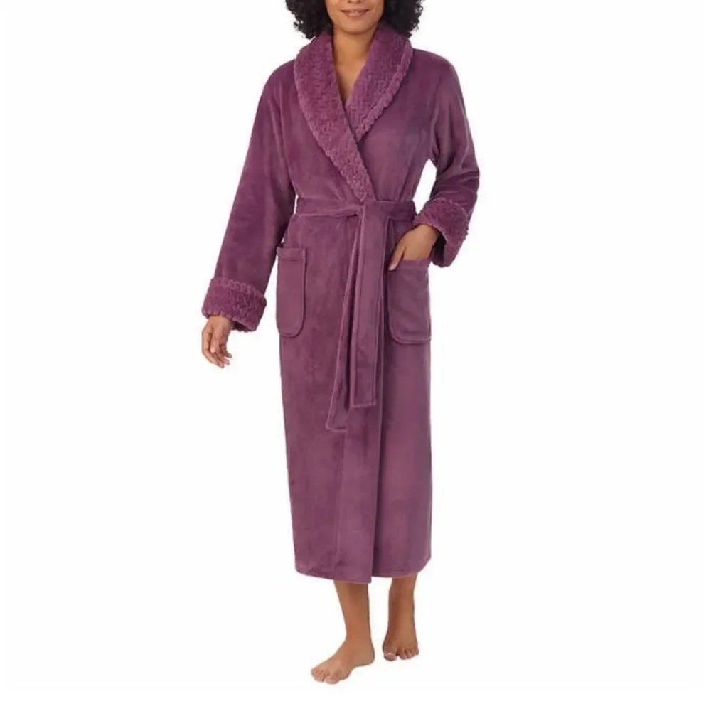 New! CAROLE HOCHMAN Plush Robe Purple (Berry) Sz Small 6-8 Pockets Soft NWT - Picture 3 of 13